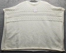 LC Lauren Conrad Poncho Sweater Womens One Size Tan Cable Knit Relaxed Crew Neck