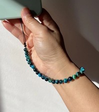 Blue Tiger s Eye Stone Beaded Phone Wrist Strap, Phone Lanyard, Camera Strap