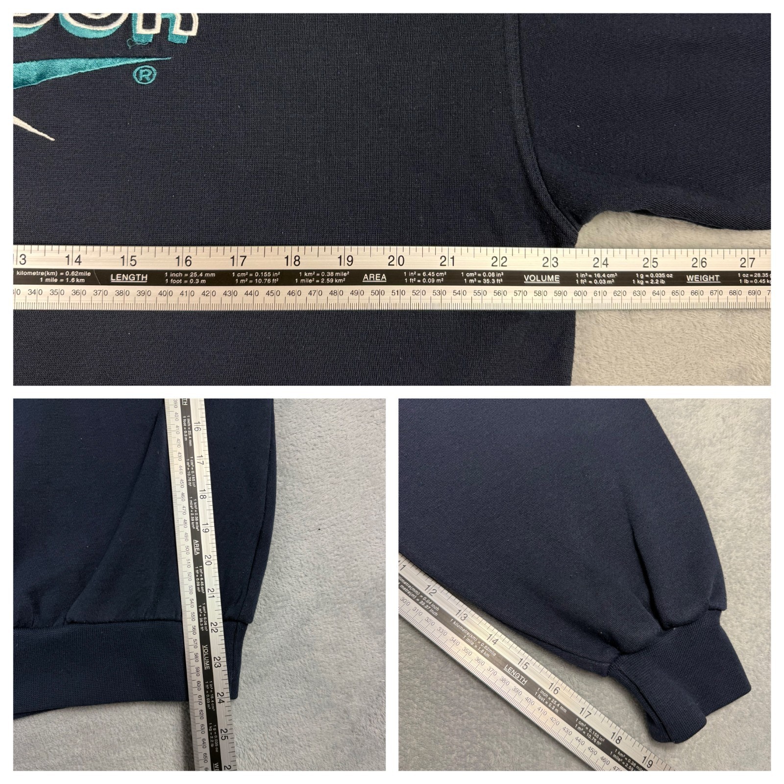 Vintage Reebok Essentials 1990's Navy Blue Oversized Small Pullover Sweatshirt image 6