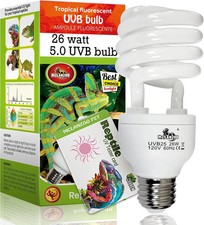 UVA UVB Reptile Light 5.0 Tropical 26W UVA UVB Bulb E26 Compact Fluorescent Terr