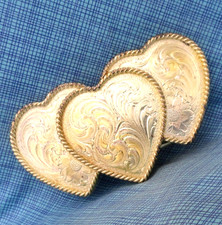 Working Cowgirls Western Hearts Scroll Belt Buckle Floral Vtg 90s MSS .BLT379