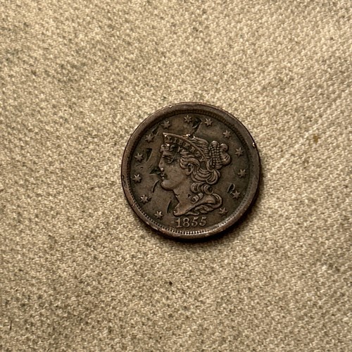1855 Braided Hair United States Half Cent- VF/XF Details