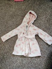 Girls Bath Robe 0-9 mo Carters Pink Sheep Hoodie Front Tie