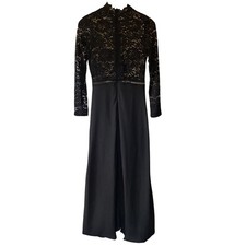 Victorian Regency Sheer Mesh Floral Lace Maxi Dress S Black Whimsigoth Modest