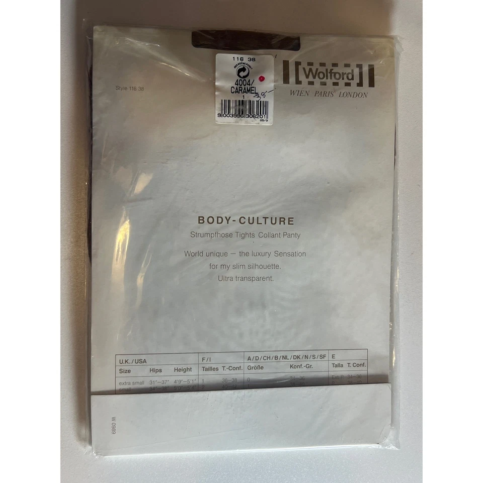 Medias Wolford Body-Culture pequeñas caramelo 11638 nuevas con etiquetas silueta ultra transparente delgada Foto 2 de 2