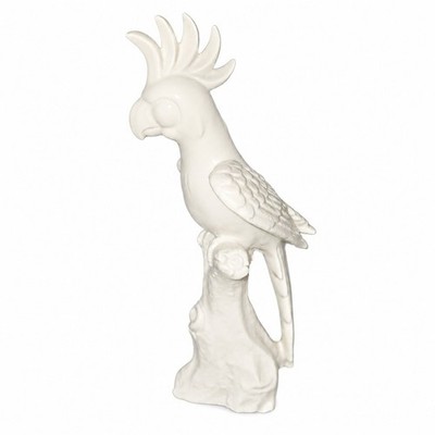 Vtg White Ceramic Cockatoo Parrot Bird Figurine Statue Tropical Coastal Decor