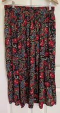 VTG Chaus Pull on Maxi Skirt sz L Red Multicolor Paisley Boho Hippie Festival