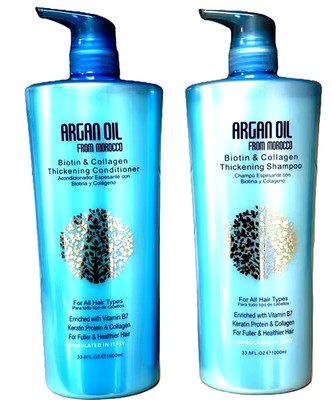 Argan Oil from Morocco Set of Biotin & Collagen Thickening Shampoo & Conditiiner