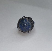 Vintage 925 Sterling Silver Ring With Round Blue Stone -Boho Style Sz8.75