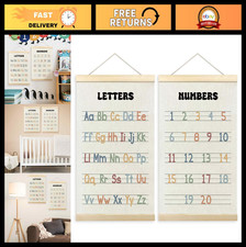 Alphabet  Numbers Chart Poster Set of 2 for Kids - Educational Wall Art Decor,