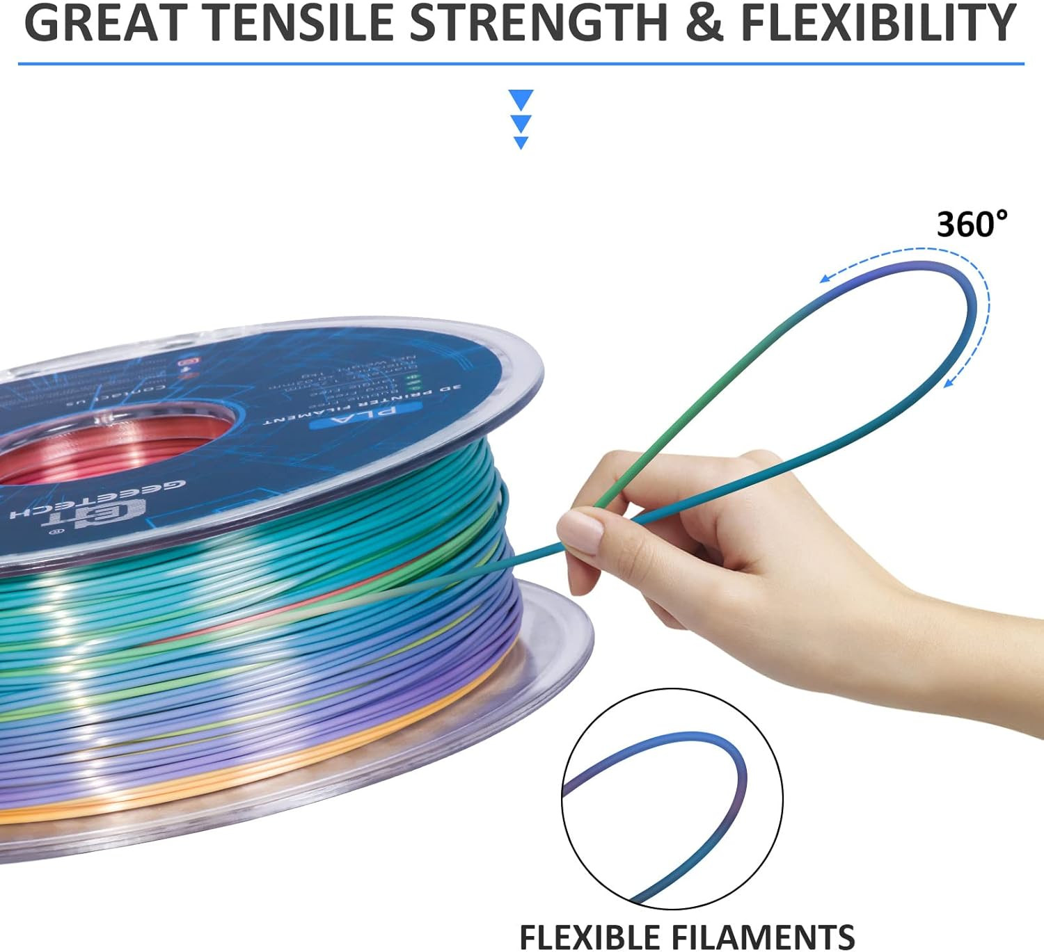 PLA Filament 1.75Mm Multicolor, GEEETECH Silky Rainbow 3D Drucker Filament PLA 1 - Bild 3