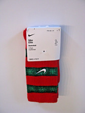 Nike Elite Xmas Basketball Crew Socks - Red/Clover/White YTH 10c- 3Y 5-7 XS