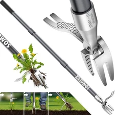 52'' Weed Puller Stand-up Weeder Weeding Tool Gardening Stainless Steel Claw US