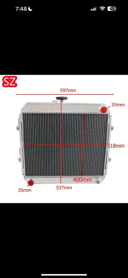 3 row Aluminum Radiator 88-97 for Toyota Hilux RN85 YN85 22R 4CYL 2.4L PETROL - Image 2 of 4