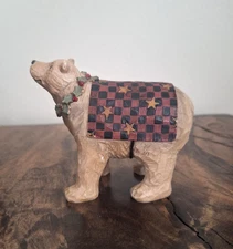 Blossom Bucket Christmas Bear Figurine Checker Star Blanket Holly Teresa Kogut