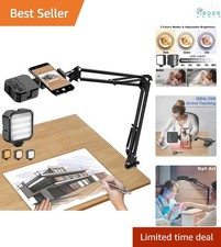 Overhead Phone Mount Articulating Arm With LED Light for Streaming Video Reco...