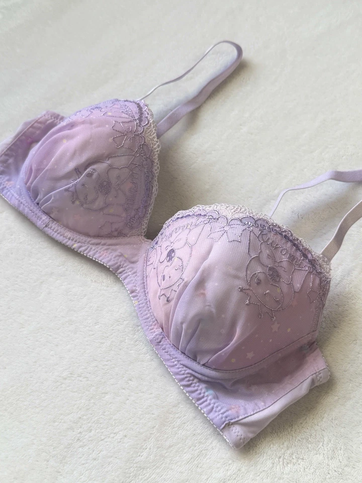 US-34AB SANRIO KUROMI Sujetador Inalámbrico Bordado Auténtico Japonés Limitado Foto 4 de 4