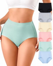 High Waisted Womens Underwear Cotton Stretch Briefs Ladies Full Coverage Pant...