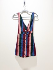 Show Me Your MuMu Colorful Striped Corduroy Shortall Mini Dress Size XS