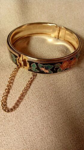 Vintage Gold-toned Cloisonne Bangle Bracelet