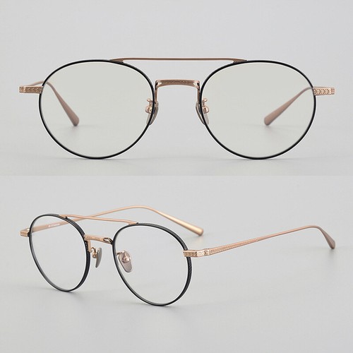 Round Business Double Bridge Glasses Women Men Classical Eyeglasses Frames - Picture 13 of 17