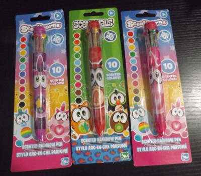 3 NEW multi colored Scenticorns scentimals scented pens w/ 10 colors each