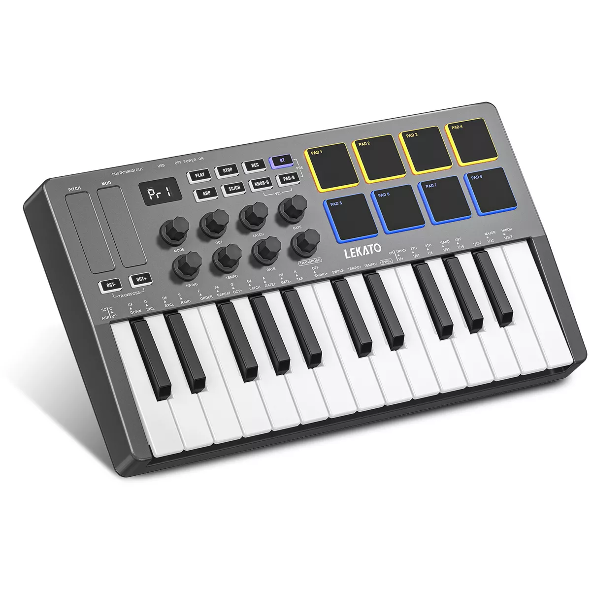 LEKATO USB MIDI Keyboard Controller 25 Mini Key Bluetooth MIDI 8