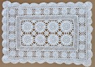 32 by 46 cm, Rectangle Hand Crocheted Flower Doily,  Cotton, White, Vintage