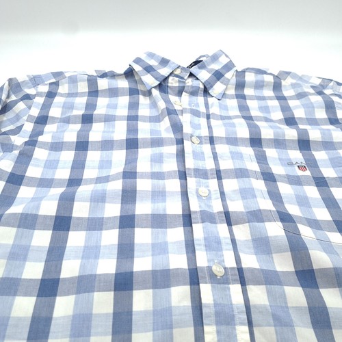 Camisa GANT Para Hombre Azul Melange De Popelín A Cuadros De Algodón Lr6 Talla M - Imagen 6 de 7