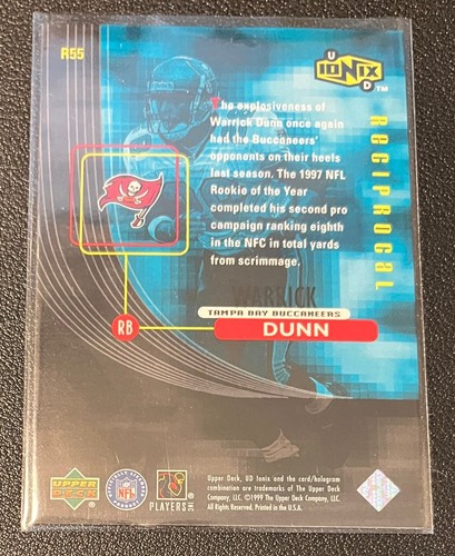 1999 UD Ionix RECIPROCAL #R55 WARRICK DUNN Tampa Bay Buccaneers F4 - Picture 2 of 2