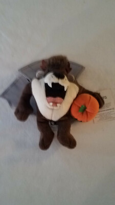 VTG 1999 Looney Tunes October Trick or Treat Taz Mini Bean Bag Plush 5.5''