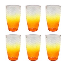 Pack of Large Orange Ombre Plastic Tumbler | Reusable Picnic Drinking Glass