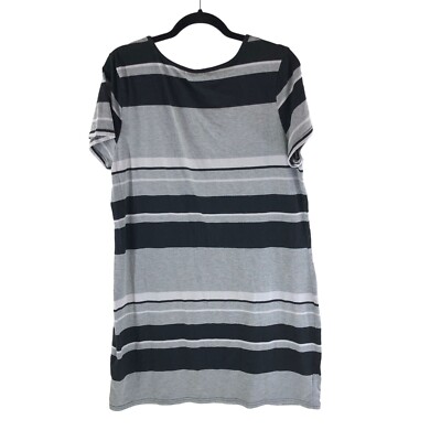 Derek Heart Plus T Shirt Dress Scoop Neck Short Sleeve Striped Gray Black  2X | eBay