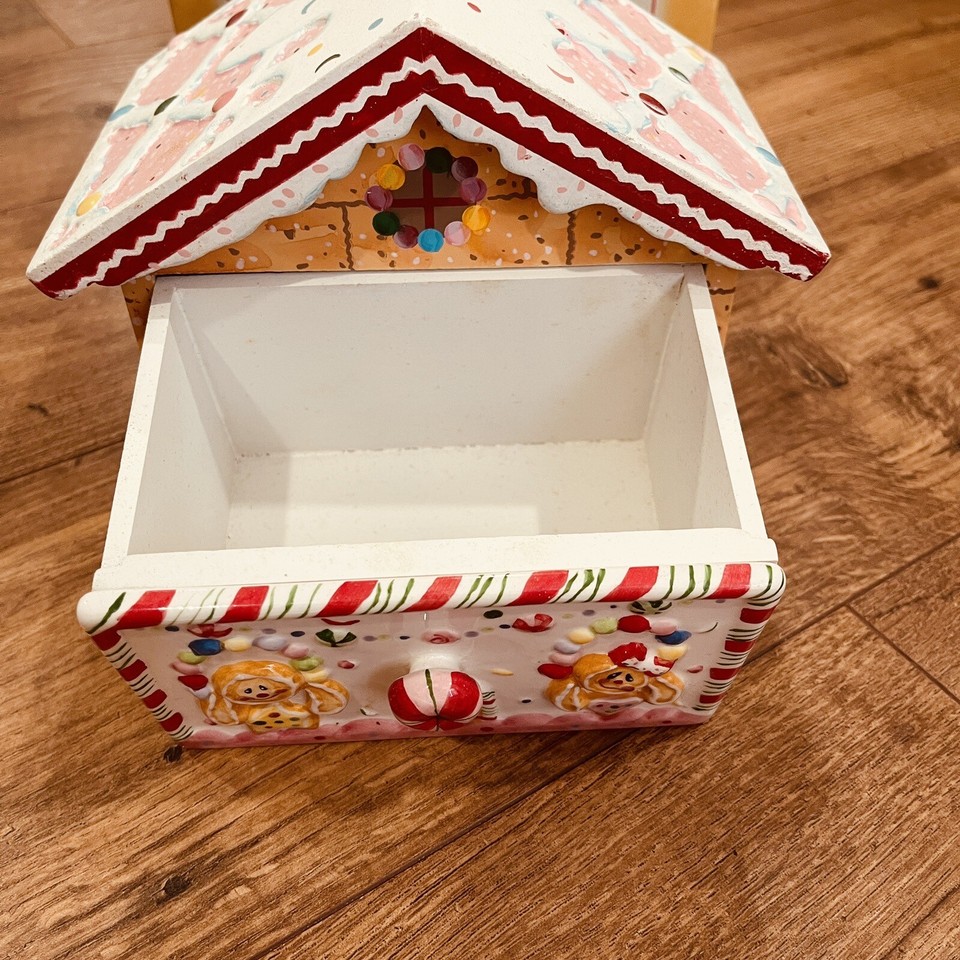 Gingerbread House Recipe Box Christmas Holiday NIB Candy Cane