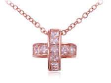 Rose Gold Crystal Element Cross Pendant Adjustable Chain Fashion Necklace 121