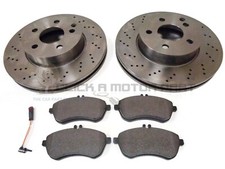 MERCEDES C220 CDi AMG W204 ANTERIORE 2 DISCHI E PASTIGLIE FRENO FORATI + SENSORE USURA