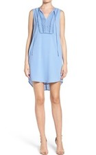 NWT GREYLIN V-NECK SLEEVELESS SHIFT DRESS TIE NECK BLUE M
