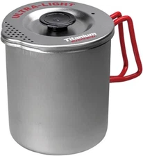 EVERNEW Ti Pasta Pot 750 ECA547 - Titanium Camping Cookware with Drainage 750ml