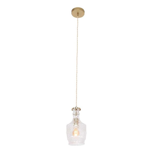 Pendellampe Esszimmerlampe HäNgeleuchte Deckenlampe Messing Metall Glas H 30 Cm-image