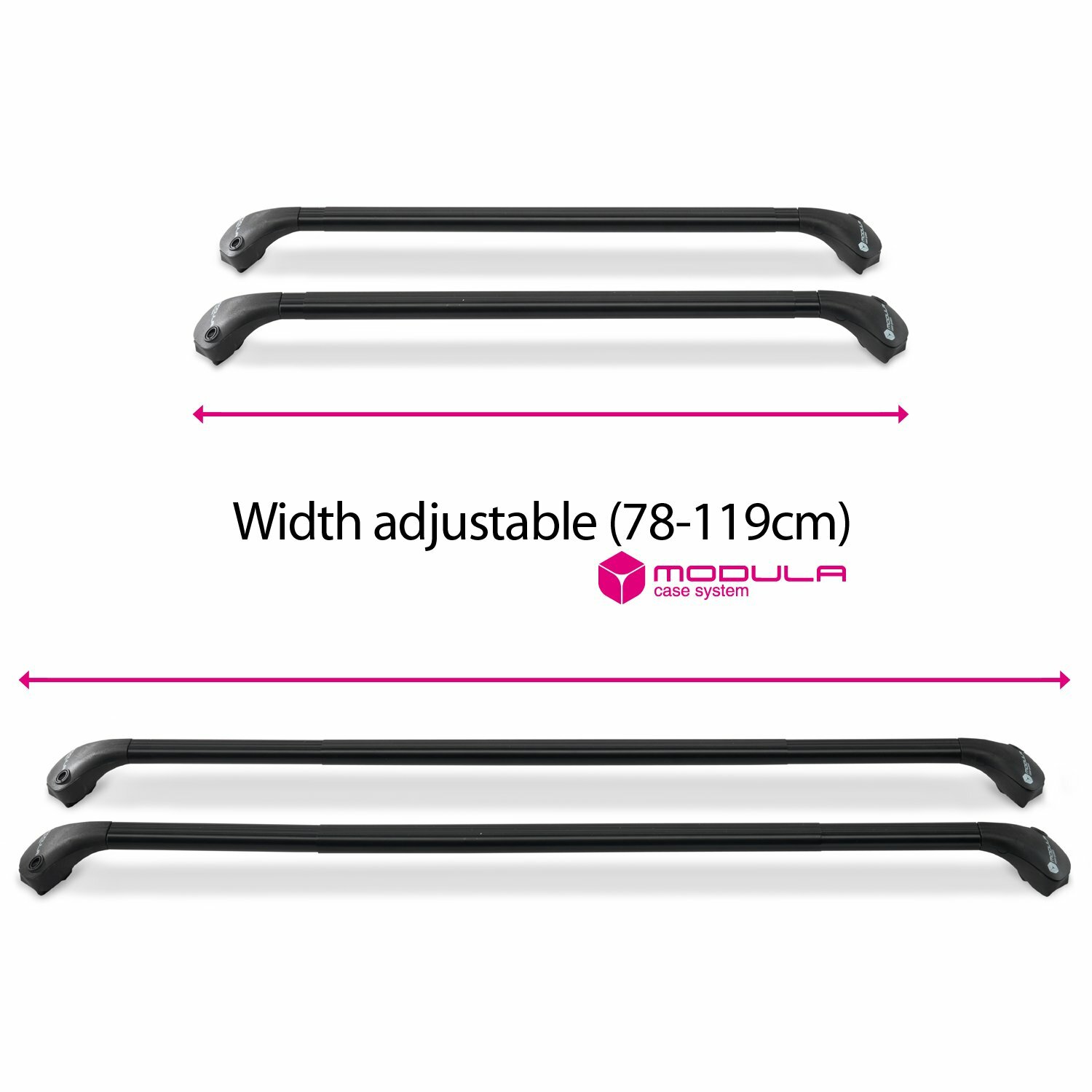 Modula Oval Aero Aluminium Black Roof Bar Set for Audi Q7 Mk.1 0615