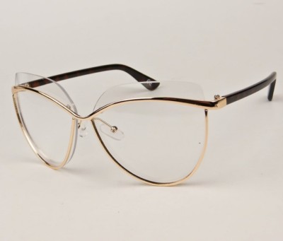 Large Retro Cat Eye Gold Rim Cut Frames Fashion Designer Women