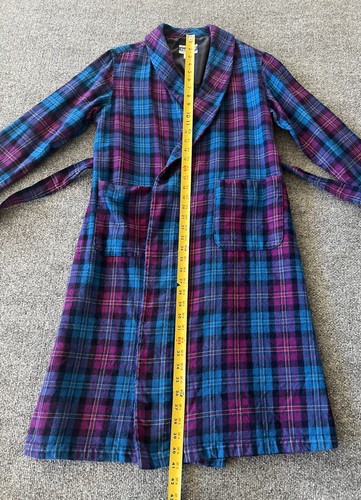Pendleton VTG Wool Bathrobe w/Belt Blue Purple Plaid MIDI Medium 1990s - Picture 10 of 12