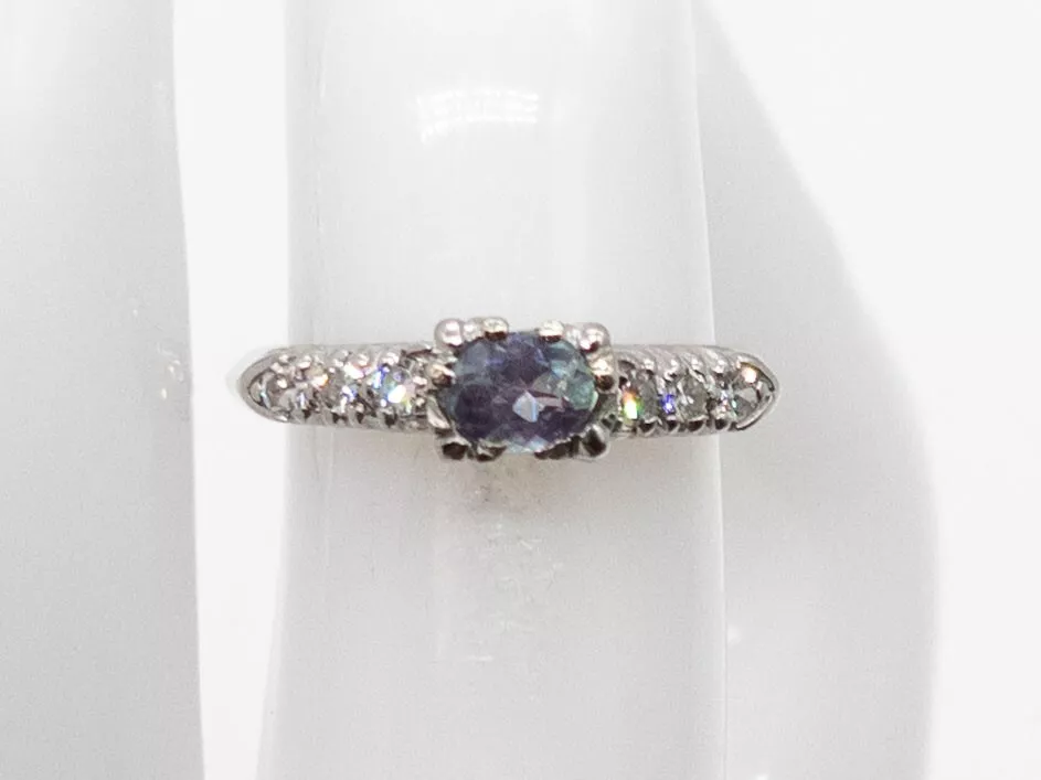 Vintage 1940s 4000 .85ct Natural Alexandrite Diamond Platinum
