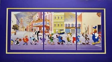 LOONEY TUNES ON PARADE PRINT PROFESSIONALLY MATTED 20 x 36 Bugs Daffy Wile E Sam
