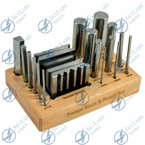 Steel Swage Block and Forming Design Block & 16 Punches Shaping Tools Set +Stand - Picture 2 of 6