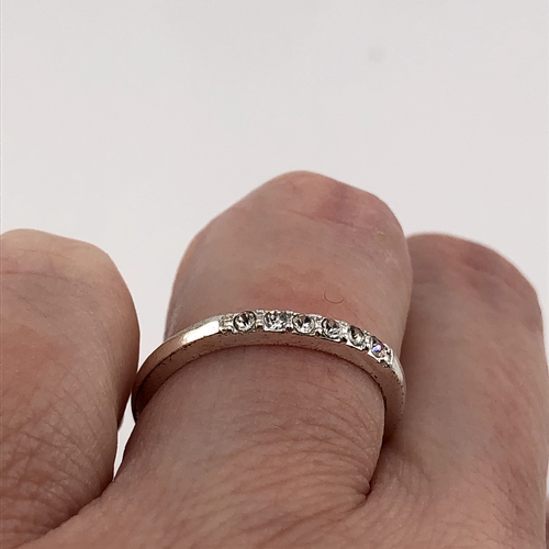 Band Cocktail Ring Silver Tone & Sparkle Retro UK Size M Festival Party Disco - Picture 6 of 12