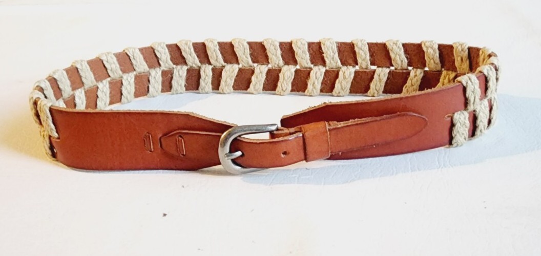 Linea Pelle Tan Brown Rope Braided Leather Belt Size M  display picture 1