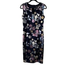 EnFocus Studio Sz 8 Women’s Metallic Butterfly Floral Print Dress Spring Summer