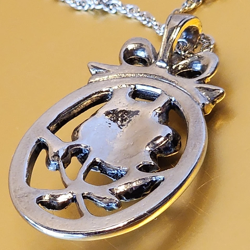 Collar vintage de marcaita rosa cadena de plata de ley de 15" Foto 4 de 4