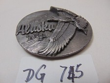 ALASKA EAGLE  DENALI PEWTER BELT BUCKLE 1990 SISKIYOU BUCKLE CO D-43